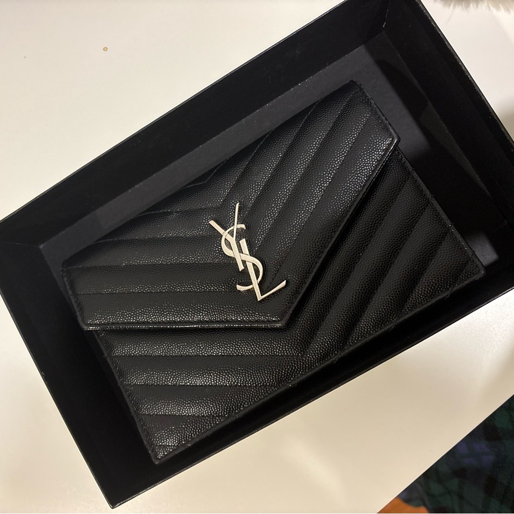 Saint Laurent Monogram Black Wallet on Chain